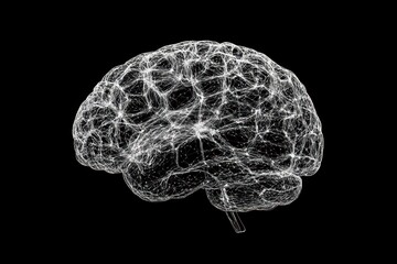 Poster - Human brain with data processing and connections illustrating neural activity in a digital world, human brain over data processing and connections