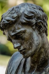 Aufkleber - Close-up of a bronze sculpture reflecting deep emotion and artistic craftsmanship : Generative AI