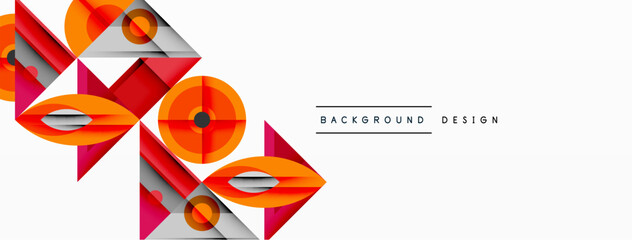 Aufkleber - Geometric abstract composition with intersecting shapes, circles, triangles, and gradients, blending vibrant colors and dynamic contrasts to create a modern, futuristic visual design
