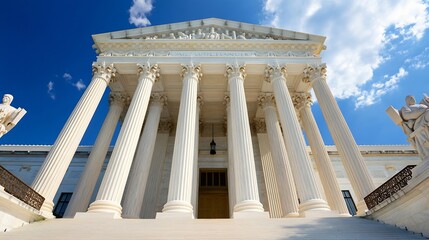 Poster - Stunning Architectural Design of the United States Supreme Court Building Against Bright Blue Sky : Generative AI