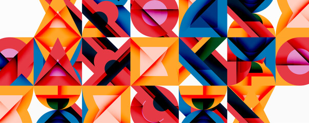 Aufkleber - Minimal geometric abstract background. Circle square and triangle design