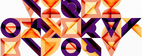 Poster - Minimal geometric abstract background. Circle square and triangle design