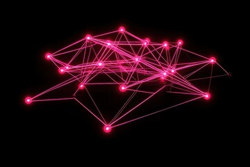 Poster - Neon connections highlighting a vibrant network on a black background showcasing modern technology, neon network of connections on black background