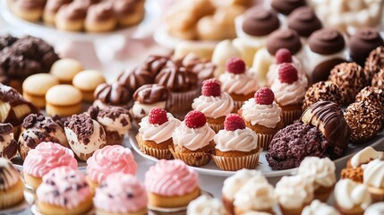 Poster - Decadent Display of Exquisite Sweet Treats Including Cupcakes and Chocolate Delights : Generative AI