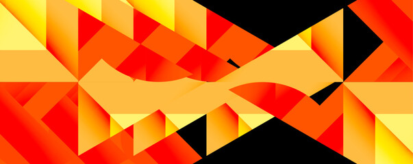 Poster - Abstract geometric composition with interlocking circular and angular shapes, featuring smooth gradients and sharp contrasts on a white background