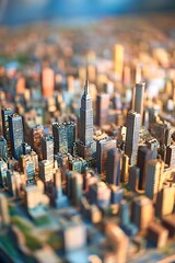 Poster - Stunning miniature cityscape featuring iconic buildings and detailed architecture : Generative AI