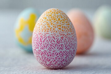 Poster - creative macro shot of intricate patterns etched onto easter egg vibrant colors and texture providing visual interest