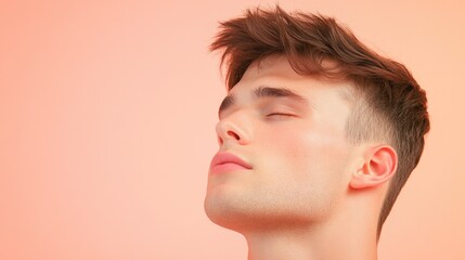 Poster - minimalistic portrait of person embodying dollcore aesthetic on smooth solid background