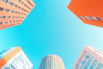 Poster - captivating fisheye perspective capturing bustling urban scene with vibrant colors and intriguing an