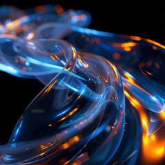 Poster - Abstract Swirling Energy Glowing Blue and Orange Light Trails