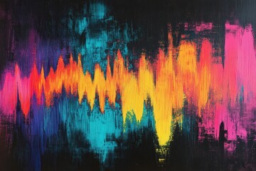 Poster - Vibrant abstract soundwave pattern showcasing dynamic colors in harmonious flow, Abstract Soundwave Pattern with Vibrant Colors