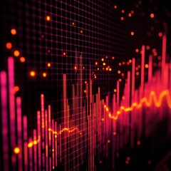 Poster - A D-rendered upward-trending stock chart with glowing financial indicators