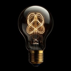 Poster - A classic filament light bulb, glowing with a vintage feel and intricate internal wiring visible