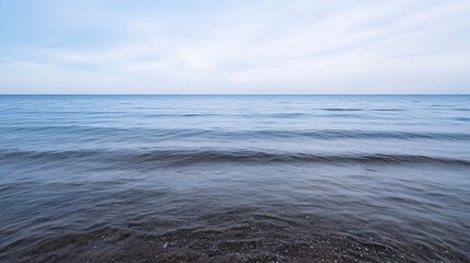 Aufkleber - Calm and Peaceful Seascape with Soft Blue Tones Captured on a Tranquil Day : Generative AI