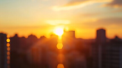 Leinwandbilder - Beautiful golden sunset over a city skyline blurred for a dreamy effect : Generative AI
