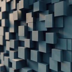 Poster - Dimensional Gray: An Abstract Composition of Cubes Interacting with Light and Shadow