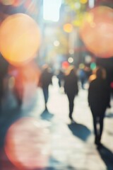 Fototapete - Abstract Urban Street Scene with Vague Figures and Bokeh Lights Creating Mysterious Mood : Generative AI