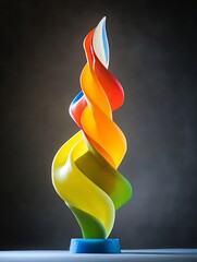 Aufkleber - Colorful Artistic Sculpture Spiraling Elegantly in Vibrant Curves and Textures : Generative AI