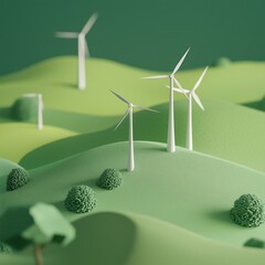 wind turbine on a green field. wind energy concept