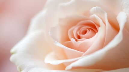 Poster - Delicate close up of a soft peach rose showcasing intricate petals and gentle hues evoking romance and beauty : Generative AI