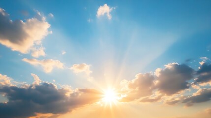 Poster - Stunning Sunrise Over the Horizon with Sun Rays Illuminating the Beautiful Sky and Clouds : Generative AI