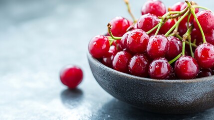 Poster - Fresh Ripe Cherries Piled in a Bowl Ready for Delicious Consumption : Generative AI