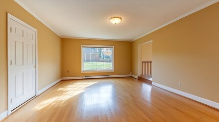 Poster - spacious and bright living room interior with large window and natural light flowing : generative ai