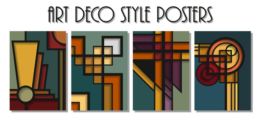 Wall Mural - art deco style style posters, vector art deco templates for retro posters, covers, illustrations, 19