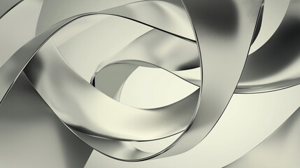 Poster - Abstract metallic ribbons intertwine in dynamic, fluid composition