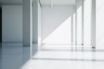 Poster - Bright and minimal co working space with clean perspective and natural light