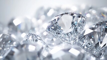 Aufkleber - Brilliant Diamonds Piled Together Reflecting Light in Shimmering Display : Generative AI
