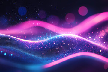 Wall Mural - abstract futuristic background with pink blue glowing neon moving high speed wave lines and bokeh li
