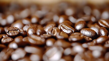 Poster - Richly Textured Closeup of Dark Roasted Coffee Beans for Gourmet Coffee Lovers : Generative AI