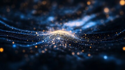 Poster - Abstract Digital Background with Shimmering Lights and Stars in Blue : Generative AI