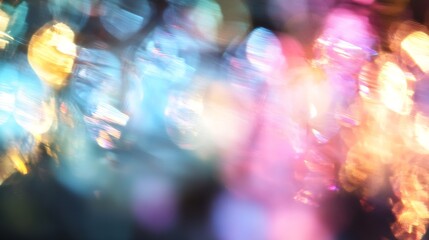 Poster - Colorful Abstract Blurred Bokeh Background with Neon Lights and Soft Focus : Generative AI