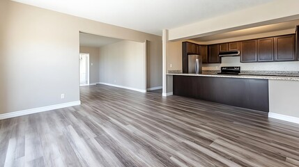 Leinwandbilder - Spacious modern empty apartment interior with hardwood flooring and natural light : Generative AI