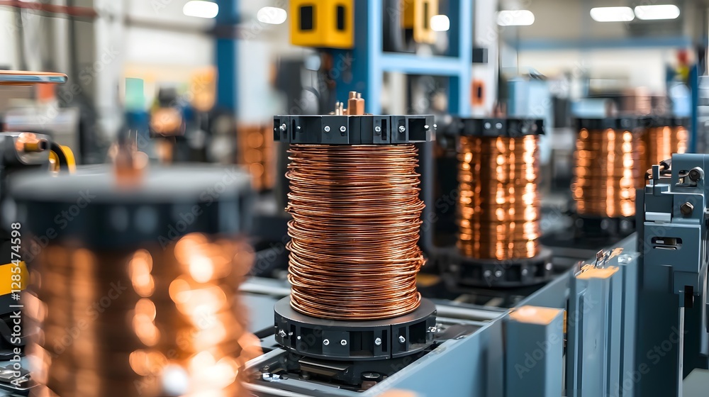 Closeup view of copper wire being carefully wrapped around a ...
