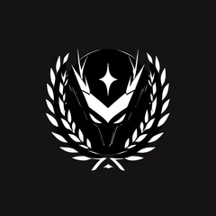 Sticker - Elite Warrior Emblem: Monochromatic Design of a Powerful and Mysterious Knight