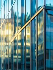 Wall Mural - Abstract Reflection of Modern Architecture and Beautiful Sky on Glass Facade of a Building : Generative AI