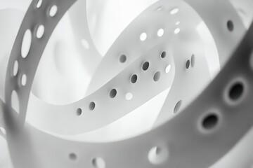 Poster - Unique close-up of a white film reel showcasing intricate designs and textures in a creative composition, Film Reel White