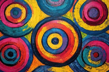 Poster - Vibrant concentric circles create a mesmerizing visual display in a seamless art piece, vibrant concentric circles moving on seamless