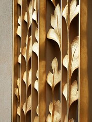 Aufkleber - Elegant Gold Leaf Design on Decorative Wall Panel : Generative AI