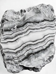 Poster - Close-Up of Beautifully Layered Black and White Stone with Geometric Patterns : Generative AI