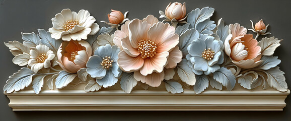 Wall Mural - Ornamental Floral Decor With Pastel Flowers