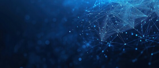 Poster - Abstract blue digital network background with lights
