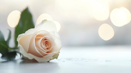 Aufkleber - Elegant Soft White Rose with Bokeh Background for Romantic and Floral Themes : Generative AI