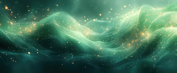 Wall Mural - Abstract Green And Gold Space Design