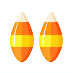 Bright, colorful vector illustration of two candy corn pieces, perfect for Halloween-themed designs and festive projects