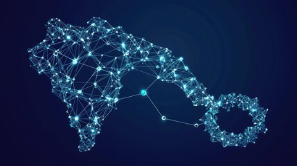 Poster - Connected Geometric Network Illustration of Abstract Technology Map