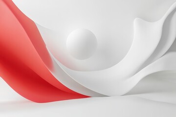 Poster - White corporate abstract background with flowing red and white shapes creating a dynamic visual effect, White corporate abstract background of ing animated gradient geometric shapes